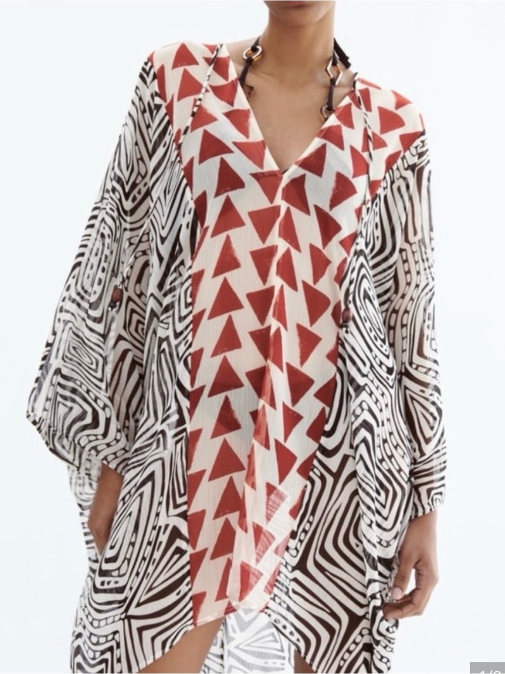 Zara Beach Resort Kaftan Print CoverUp Dress